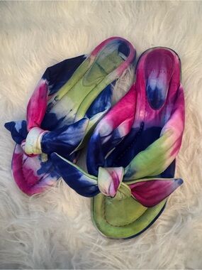 Alexandre Birman Multicolor Tie-Dye Bow Slide Sandals